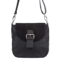 VERA PELLE torebka damska skórzana listonoszka z klapą V577 czarna