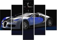 105CM 150CM ZEGAR 5 ELEM BŁĘKITNE BUGATTI VEYRON DRUK OBRAZ