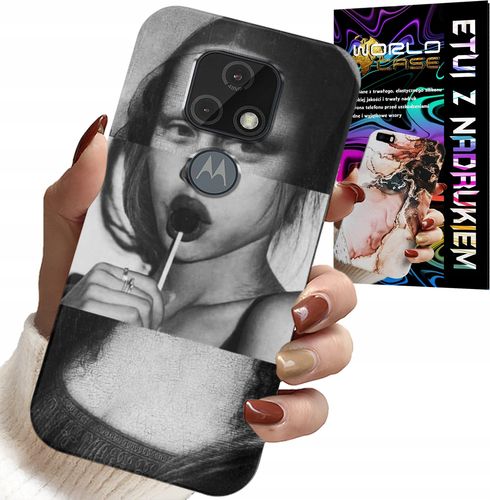 ETUI DO MOTOROLA MOTO E7 PLUS - MONA LISA Z LIZAKIEM MODNE WZORY CASE na Arena.pl