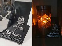 ZNICZ LAMPION SOLARNY LED LATARENKA SOLAR PANEL na grób PAMIĘTAMY KOCHAMY