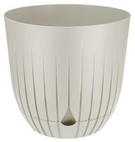 Doniczka donica plastikowa z podstawką 26 cm prążkowany wzór kremowy mat