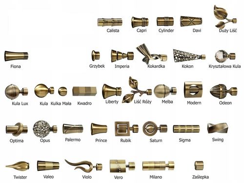 KARNISZ pojedynczy 19mm / 200 cm LUXURY CICHE KÓŁKA wzory 6 KOLORÓW wybór na Arena.pl