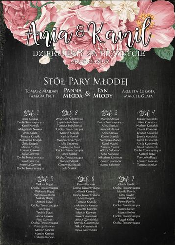 RUSTYKALNY PLAN STOŁÓW GOŚCI TABLICA ŚLUB WESELE na Arena.pl