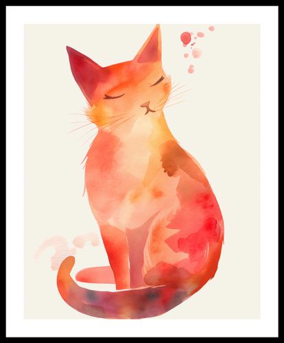 Plakat 40x50cm Akwarelowy Kot na Arena.pl