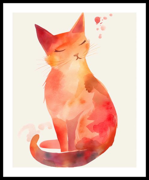 Plakat 40x50cm Akwarelowy Kot zdjęcie 3