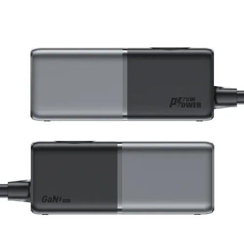 Ładowarka biurkowa Acefast Z2 GaN 75W PD 3x USB-C 2x USB-A - czarno-szara na Arena.pl