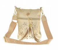 Laura Biaggi torebka listonoszka ażurowe zdobienie chwost złoty mat L324032