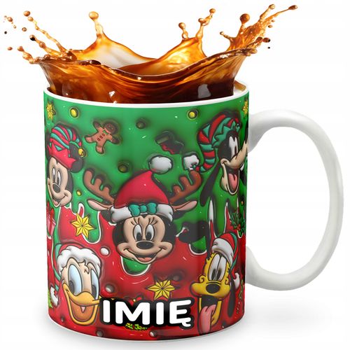 KUBEK 330ml Z GRAFIKĄ PREZENT NA ŚWIĘTA WZORY- MYSZKA MIKI DONALD + IMIĘ na Arena.pl