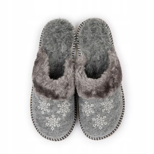 Filcowe Kapcie Damskie Góralskie Ocieplane Klapki zdjęcie 6