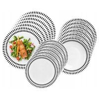 Komplet obiadowy talerzy Elza 18-elementowy ZDOBIONE OPAL BIAŁE