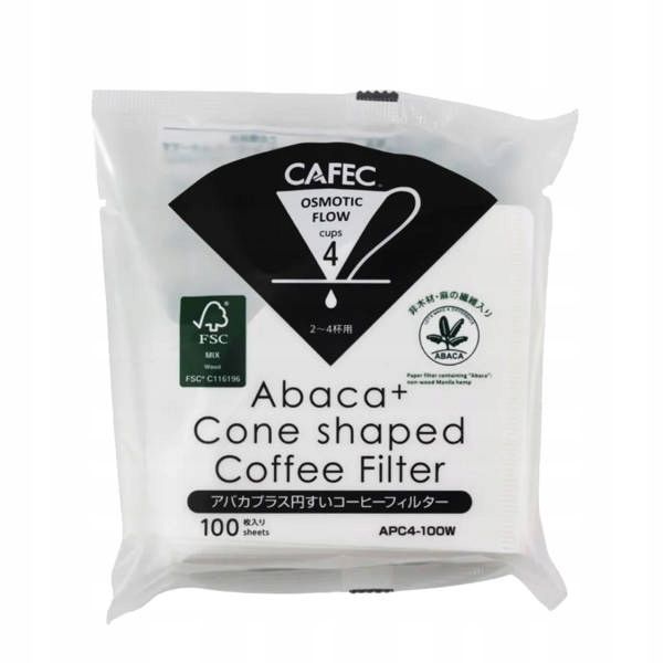 Filtr do kawy Cafec Abaca+Plus biały cup4 100 szt. zdjęcie 1