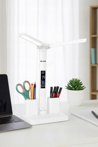 PODWÓJNA LAMPKA BIURKOWA LED Z WYŚWIETLACZEM ZEGAR DATA ORGANIZER TEMP na Arena.pl
