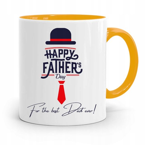 Kubek Żółty Dzień Ojca Dla Taty Happy Father Day Z Nadrukiem Ze Zdjęciem zdjęcie 1