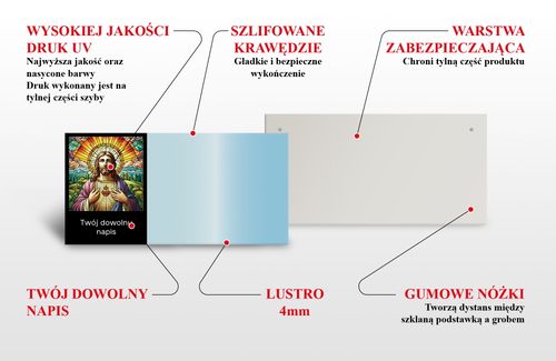 SZKLANA PODSTAWKA POD ZNICZE Z LUSTRA TWÓJ DOWOLNY TEKST 60x30cm 773d na Arena.pl