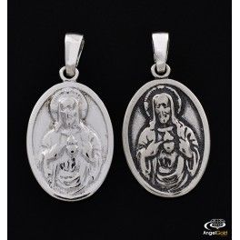 SREBRNY DWUSTRONNY MEDALIK SZKAPLERZ Z MATKĄ BOSKĄ I JEZUSEM SREBRO PRÓBY 925 zdjęcie 10