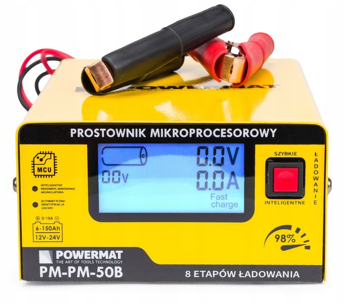 PROSTOWNIK MIKROPROCESOROWY AKUMULATOROWY 12V 24V POWERMAT PM-PM-50B zdjęcie 1
