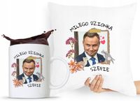 Zestaw Poduszka + Kubek Prezent Andrzej Duda Pis Z Nadrukiem Ze Zdjęciem