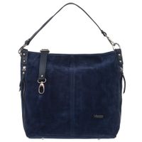 VEZZE torebka damska zamszowa worek z paskiem na ramię V551 granatowa
