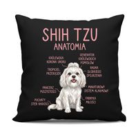 Shih Tzu  anatomia - czarna poduszka na prezent z pieskiem