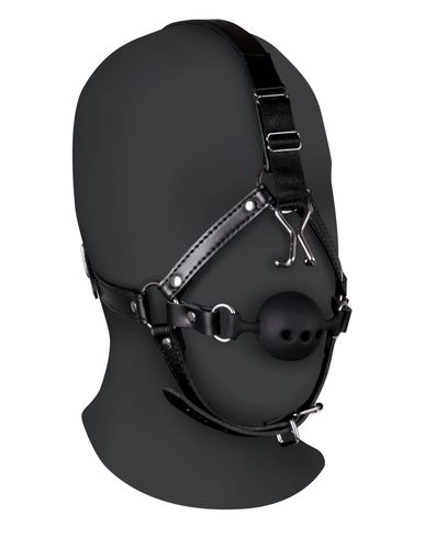 Head Harness with Breathable Ball Gag and Nose Hooks   Black na Arena.pl