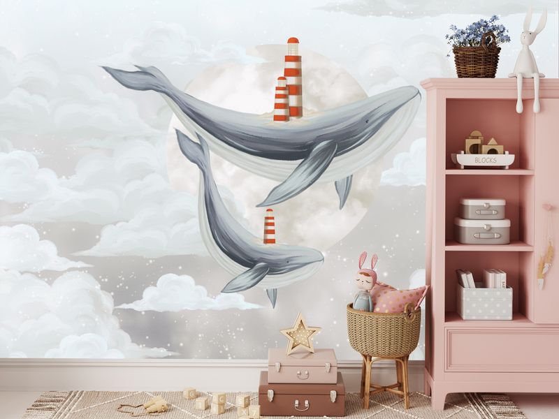 Fototapeta Dla Dzieci CHMURY Wieloryby Latarnia Morska 405cm x 270cm zdjęcie 7