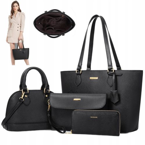 ZESTAW TOREBEK DAMSKICH 4W1 – STYLOWE TOREBKI NA CO DZIEŃ I DO PRACY CZARNY na Arena.pl