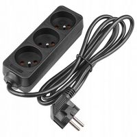 PRZEDŁUŻACZ ZASILAJĄCY 1,5M 3 GNIAZDA CZARNY UZIEMIENIE