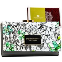 stylowy, wielokolorowy portfel damski ze skóry naturalnej zamykany