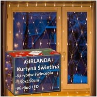 KURTYNA ŚWIETLNA LED 150X150cm GIRLANDA ŚWIĄTECZNA NA OKNO 8 TRYBÓW PREMIUM