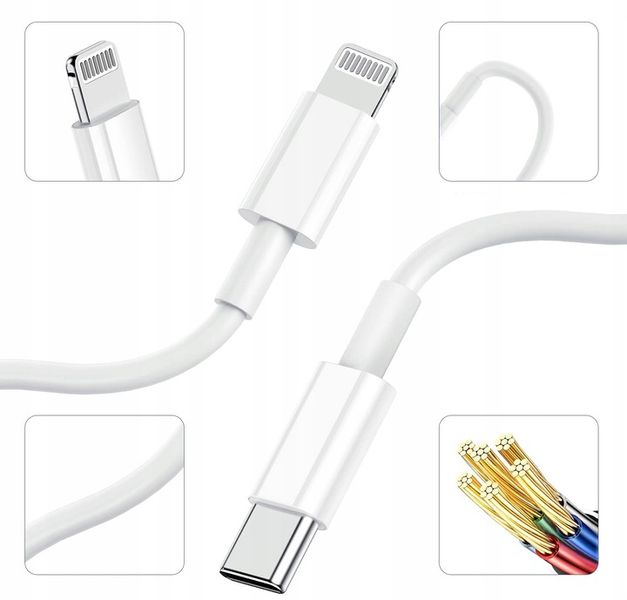 SZYBKA ŁADOWARKA DO IPHONE KOSTKA 20W + KABEL 1M / USB-C - IPHONE LIGHTING zdjęcie 2