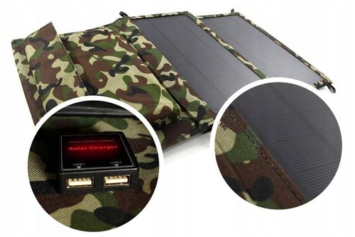 PRZENOŚNY PANEL SŁONECZNY 4 PANELE 2xUSB 20W MATA SOLARNA SKŁADNA W GÓRY na Arena.pl