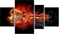 70CM 120CM OBRAZ 4 ELEM PŁONĄCA GITARA ŚCIENNY