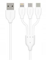 KABEL 3W1 ŁADOWARKA IPHONE MICRO-USB USB C 120 CM