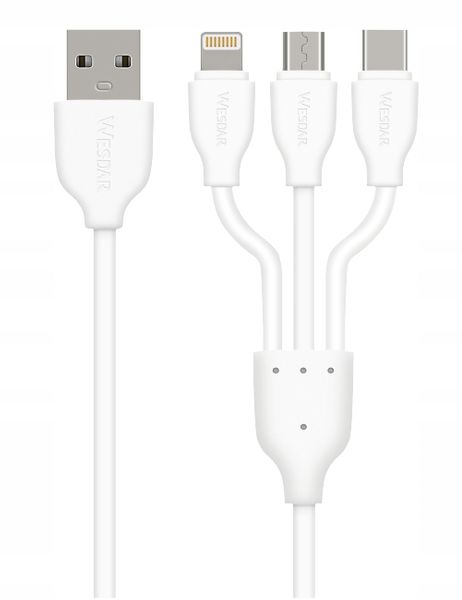 KABEL 3W1 ŁADOWARKA IPHONE MICRO-USB USB C 120 CM zdjęcie 1