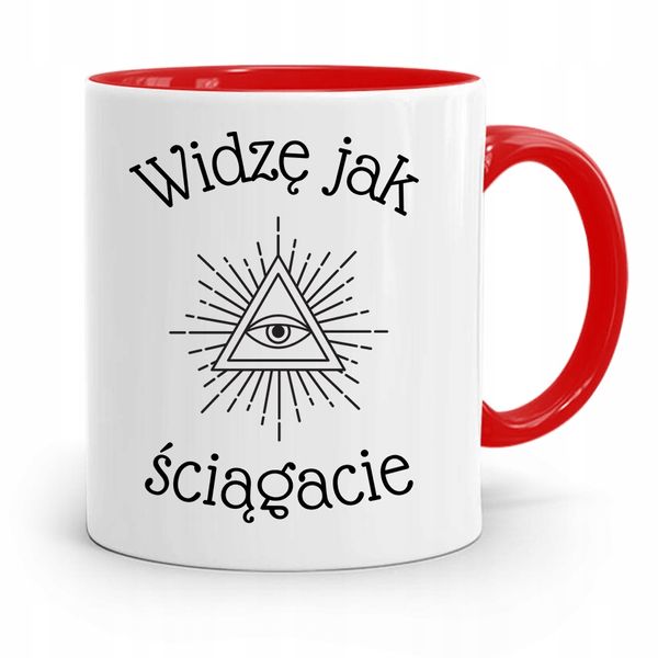 Kubek Czerwony Na Dzień Nauczyciela Wszystko Widzę Z Nadrukiem Ze Zdjęciem zdjęcie 1