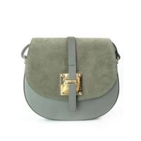 LISTONOSZKA SKÓRZANA TOREBKA CHLEBAK ZŁOTO ZAMSZ SZARA VP116G