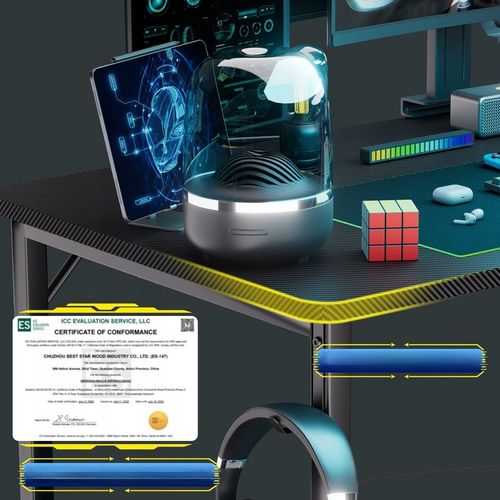 Biurko Gamingowe Narożne z półką i portem ładowania USB na Czarnym na Arena.pl