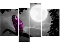 130CM 85 OBRAZ 4 ELEM FIOLETOWA SOWA ŚCIENNY