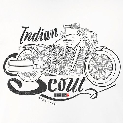 Koszulka motocyklowa z motocyklem na motor Indian Scout Bobber męska biała REGULAR L na Arena.pl