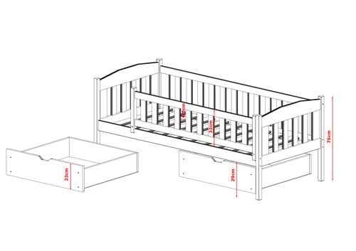 ŁÓŻKO parterowe GUCIO pod materac 90X180  łóżeczko dziecięce kojec na Arena.pl