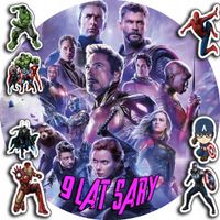 OPŁATEK NA TORT 30CM - AVENGERS MARVEL + IMIĘ + GRATIS! 24CM 26CM
