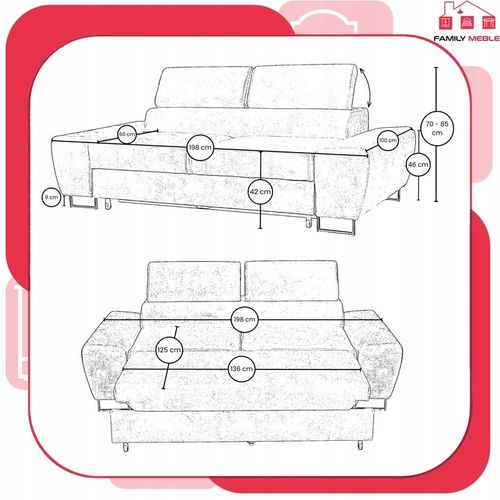 Zestaw mebli wypoczynkowych salon Savio Sofa 2os fotele granat Family Meble na Arena.pl