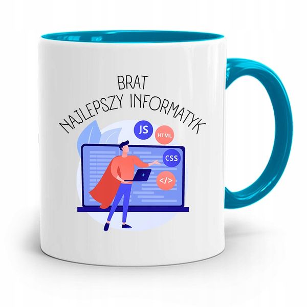 Kubek Błękitny Prezent Brat Najlepszy Informatyk Z Nadrukiem Ze Zdjęciem zdjęcie 1