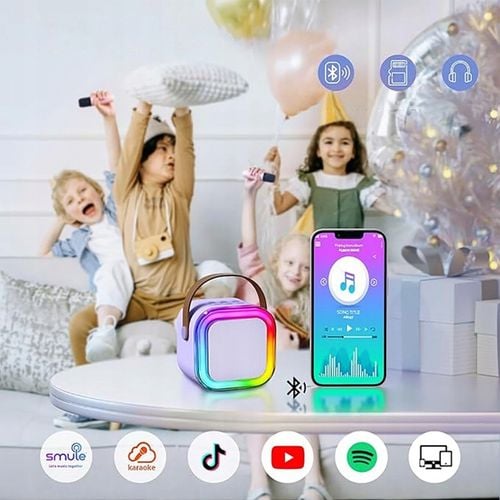 Bezprzewodowy Zestaw do Karaoke dla Dzieci LED Głośnik Bluetooth +Mikrofony na Arena.pl