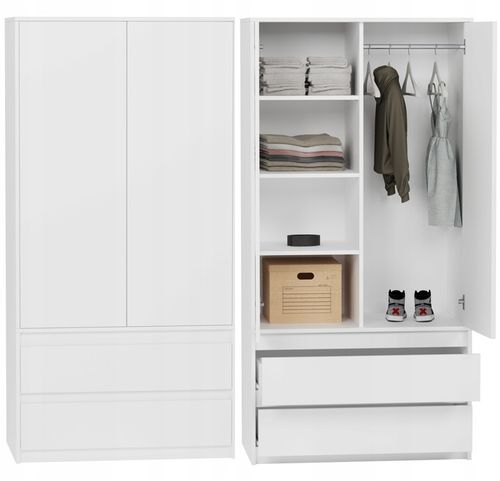 Szafa garderoba 90cm 2szuflady biała B-9 na Arena.pl