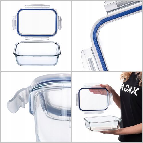 KADAX Szklany Pojemnik Na Żywność 1520ml Z Pokrywką Śniadaniówka na Arena.pl