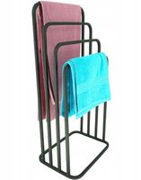 Nowoczesny Stojak Wieszak na Ręczniki 4 Ram. Zaokrąglony Metal Loft CZARNY