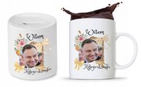 Zestaw Andrzej Duda Pis Prezent Kubek + Skarbonka Z Nadrukiem Ze Zdjęciem