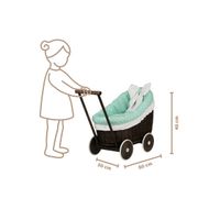 LUNA WÓZEK WIKLINOWY DLA LALEK Z OBSZYCIEM miętowym 60X30 H45 CM uniwersalny