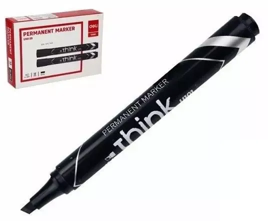 Marker permanentny ścięty 1,5-5mm czarny (12szt) zdjęcie 1